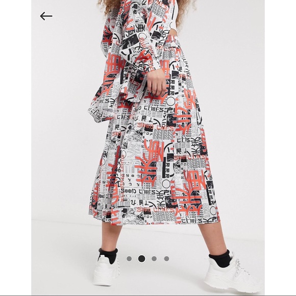 Asos x Collusion Pleated Printed Skirt - Picture 3 of 5